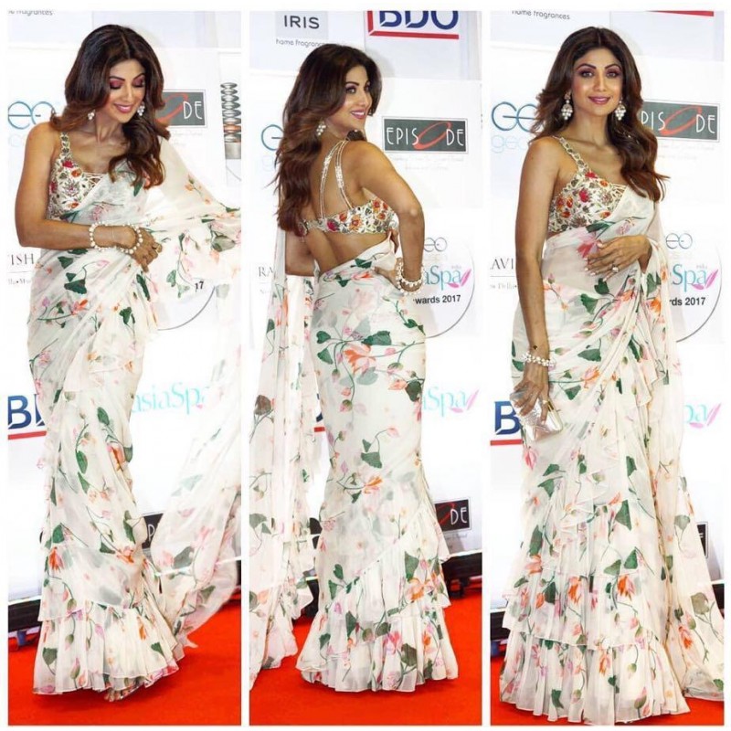 Shilpa Shetty Ruffle Saree